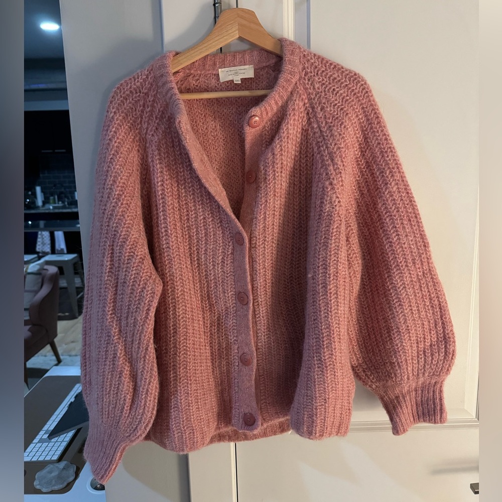 Sezane Emile Cardigan in Mottled Pink - XXL